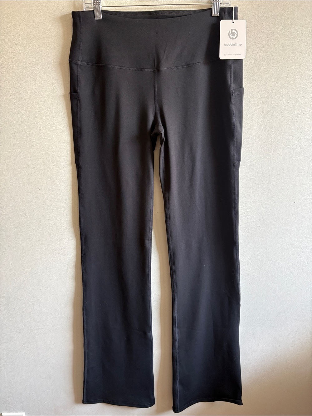 Bubblelime XL Black Yoga Pants High Rise Bootcut Flare Side Pockets NWT